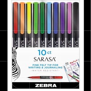 Zebra Sarasa 10ct Fine Felt Tip Pens